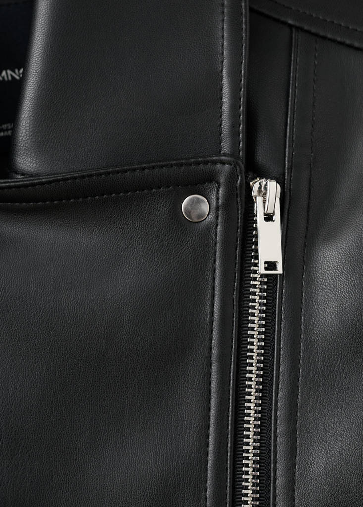 Faux-leather biker jacket — Black