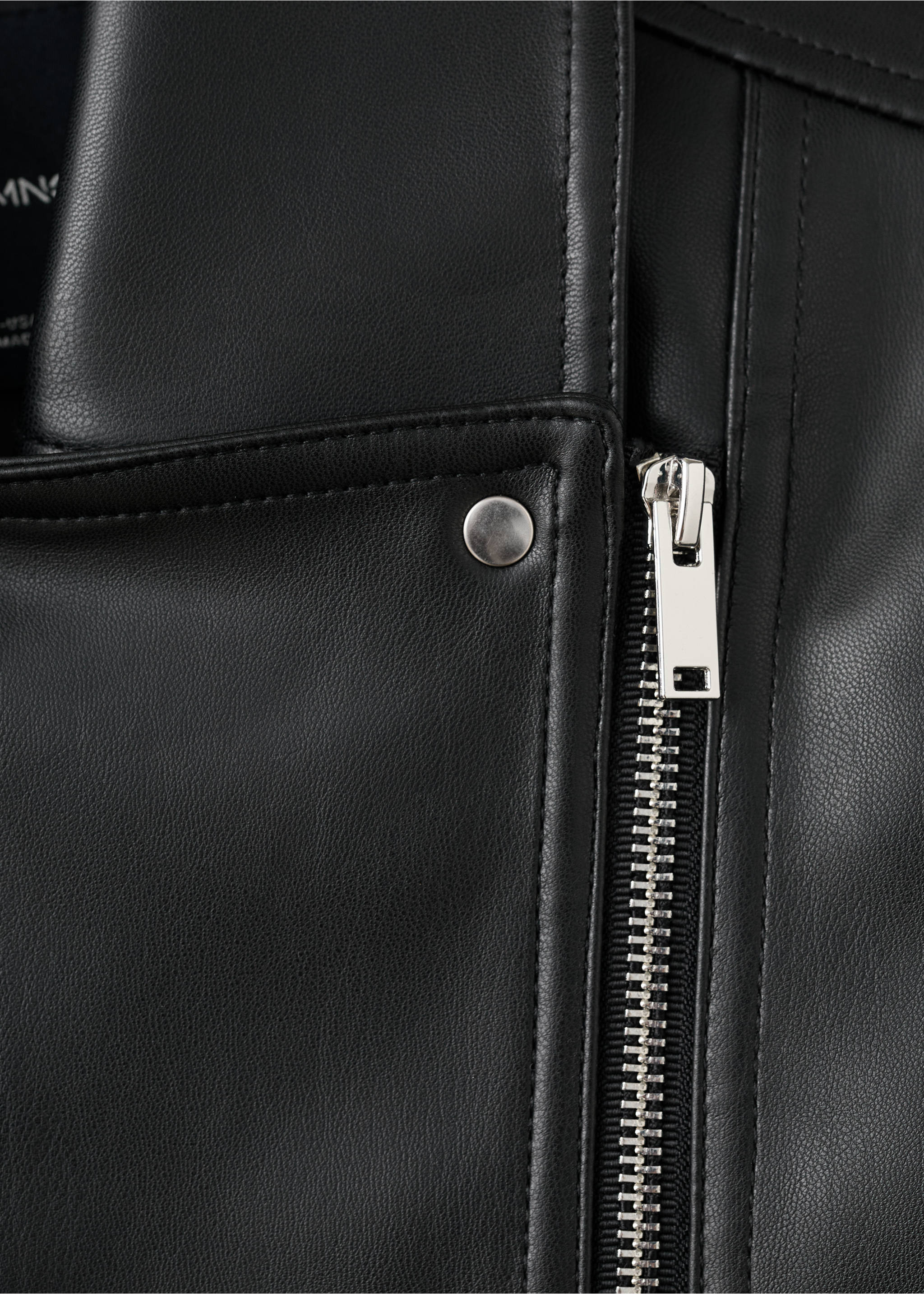 Faux-leather biker jacket - Details of the article 8, Black. Ref: 27071311-00.