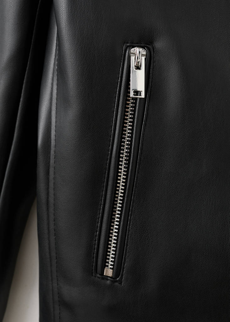 Faux-leather biker jacket — Black