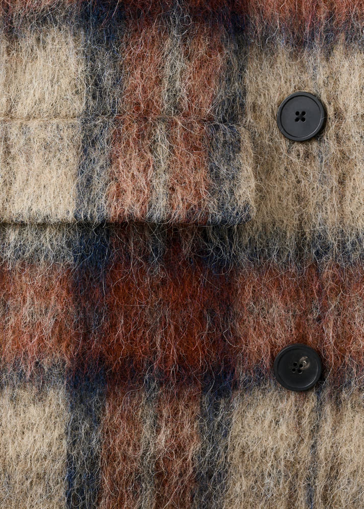 Wool-blend check coat — Beige
