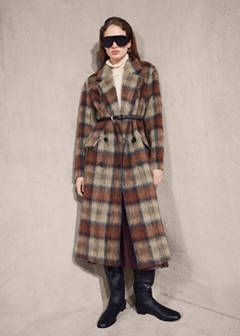 Wool-blend check coat — Beige 10