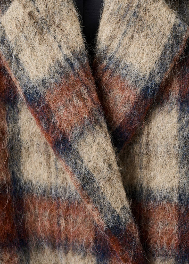 Wool-blend check coat — Beige