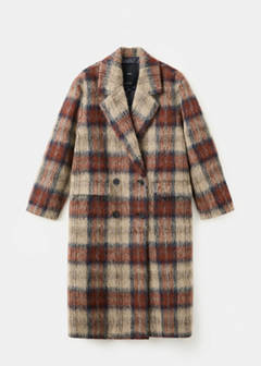 Wool-blend check coat — Beige 13