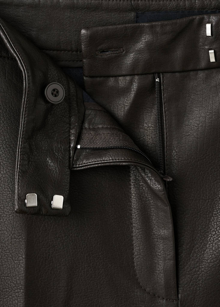 Wide leg faux-leather trousers — Chocolate