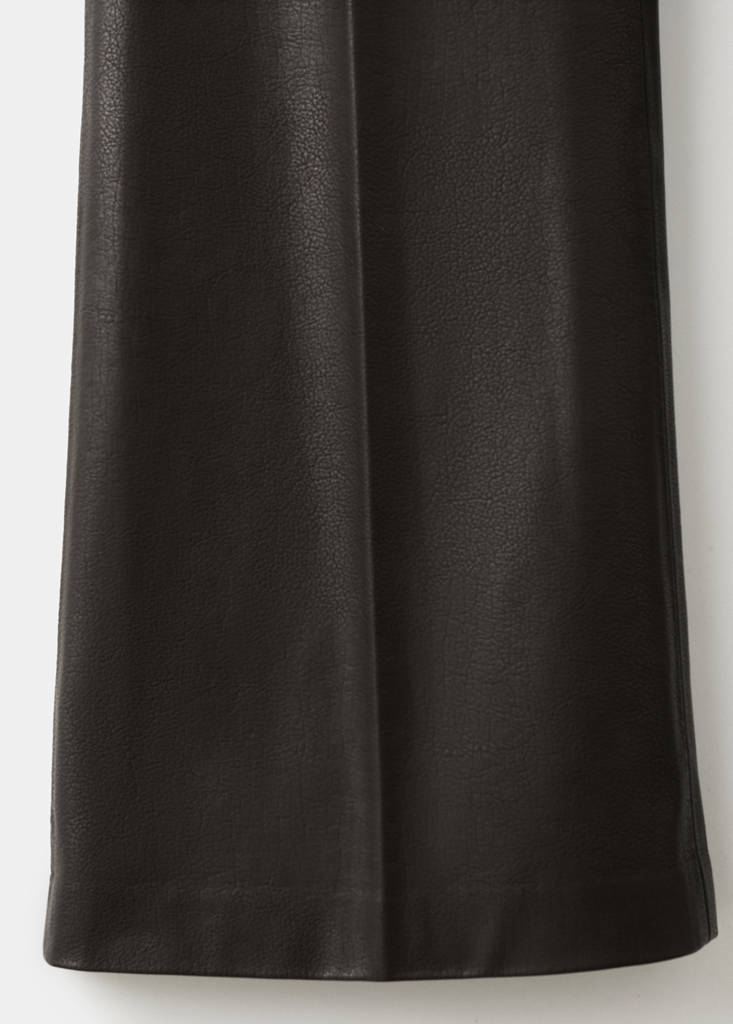 Wide leg faux-leather trousers — Chocolate