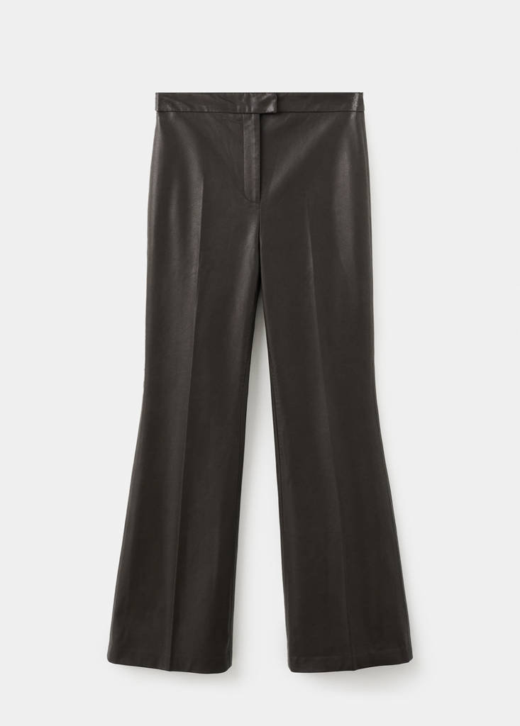 Wide leg faux-leather trousers — Chocolate