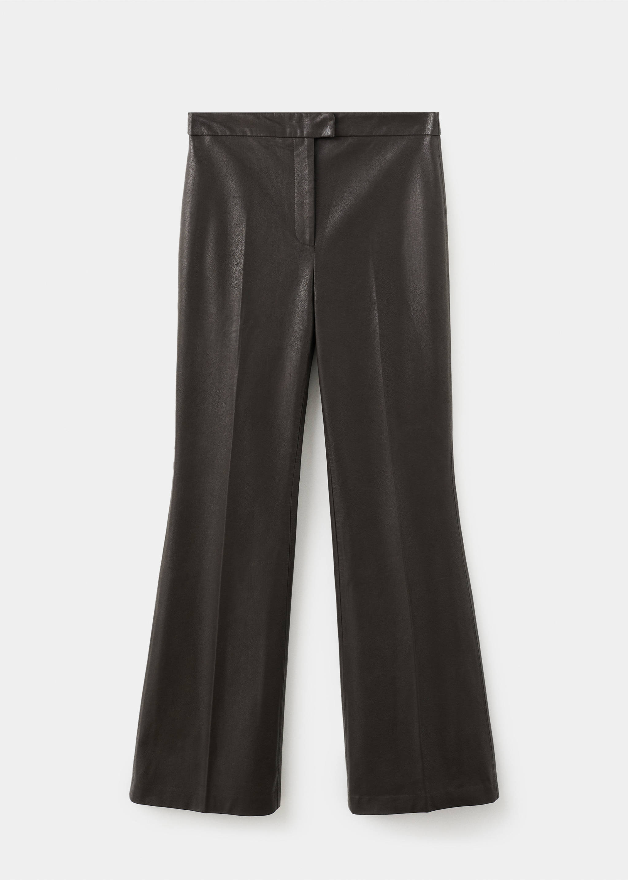 Wide leg faux-leather trousers - Article without model, Chocolate. Ref: 27071314-00.