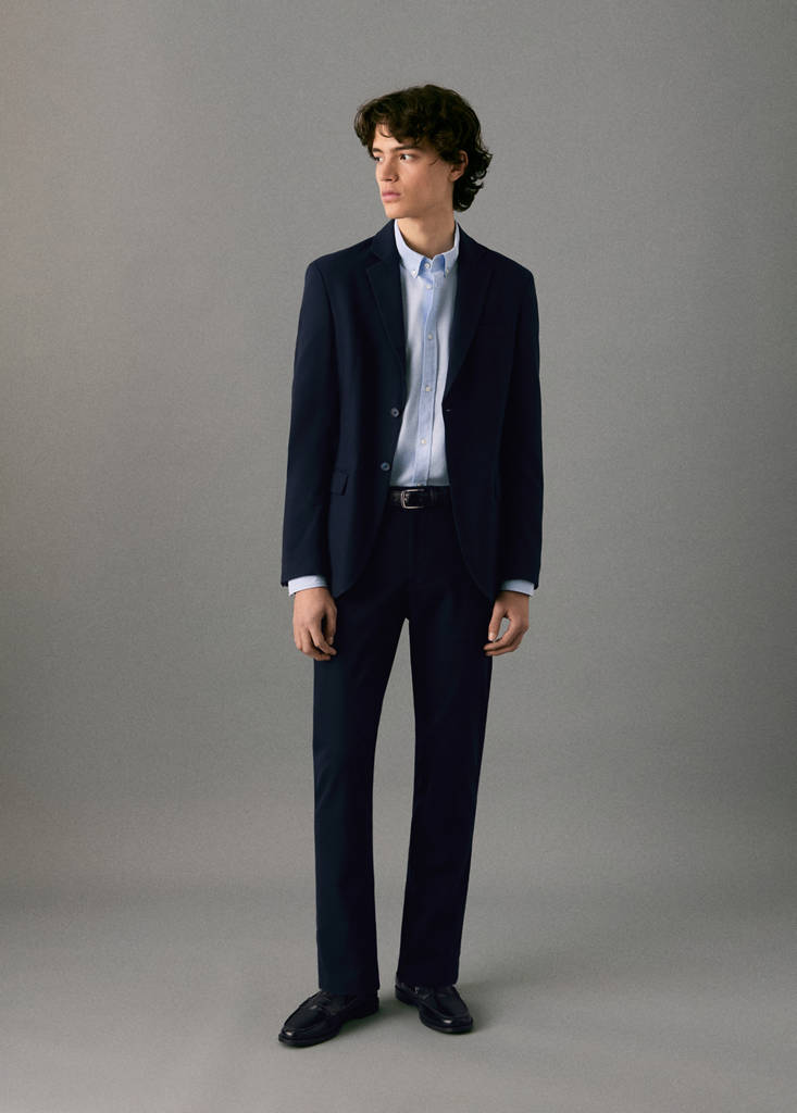Straight-fit suit jacket — Navy