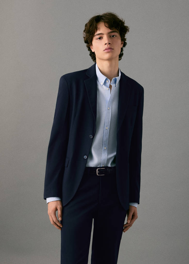 Straight-fit suit jacket — Navy