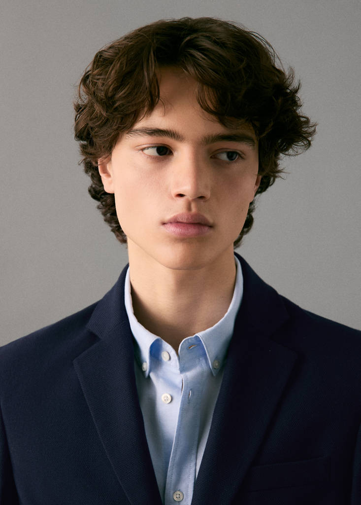 Straight-fit suit jacket — Navy