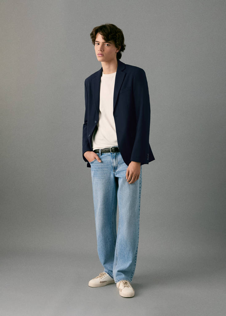 Straight-fit suit jacket — Navy