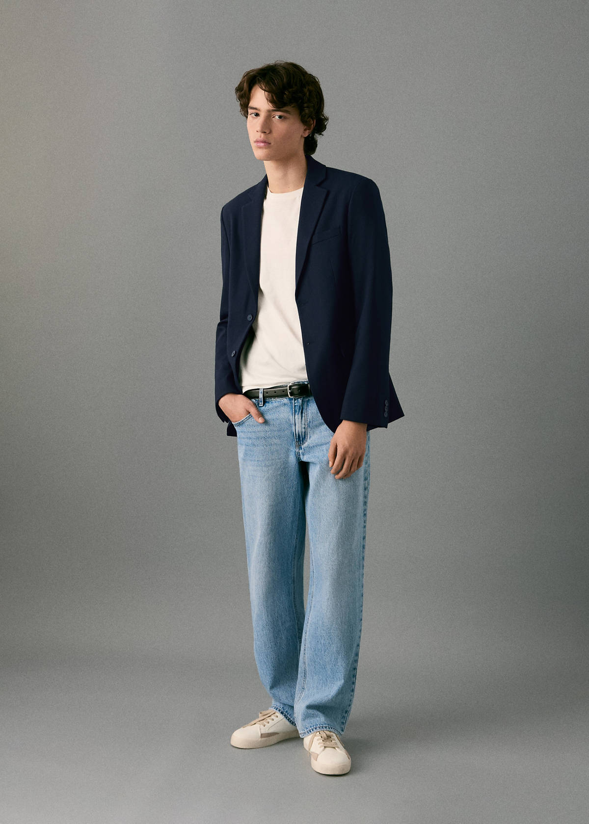 Straight-fit suit jacket — Navy