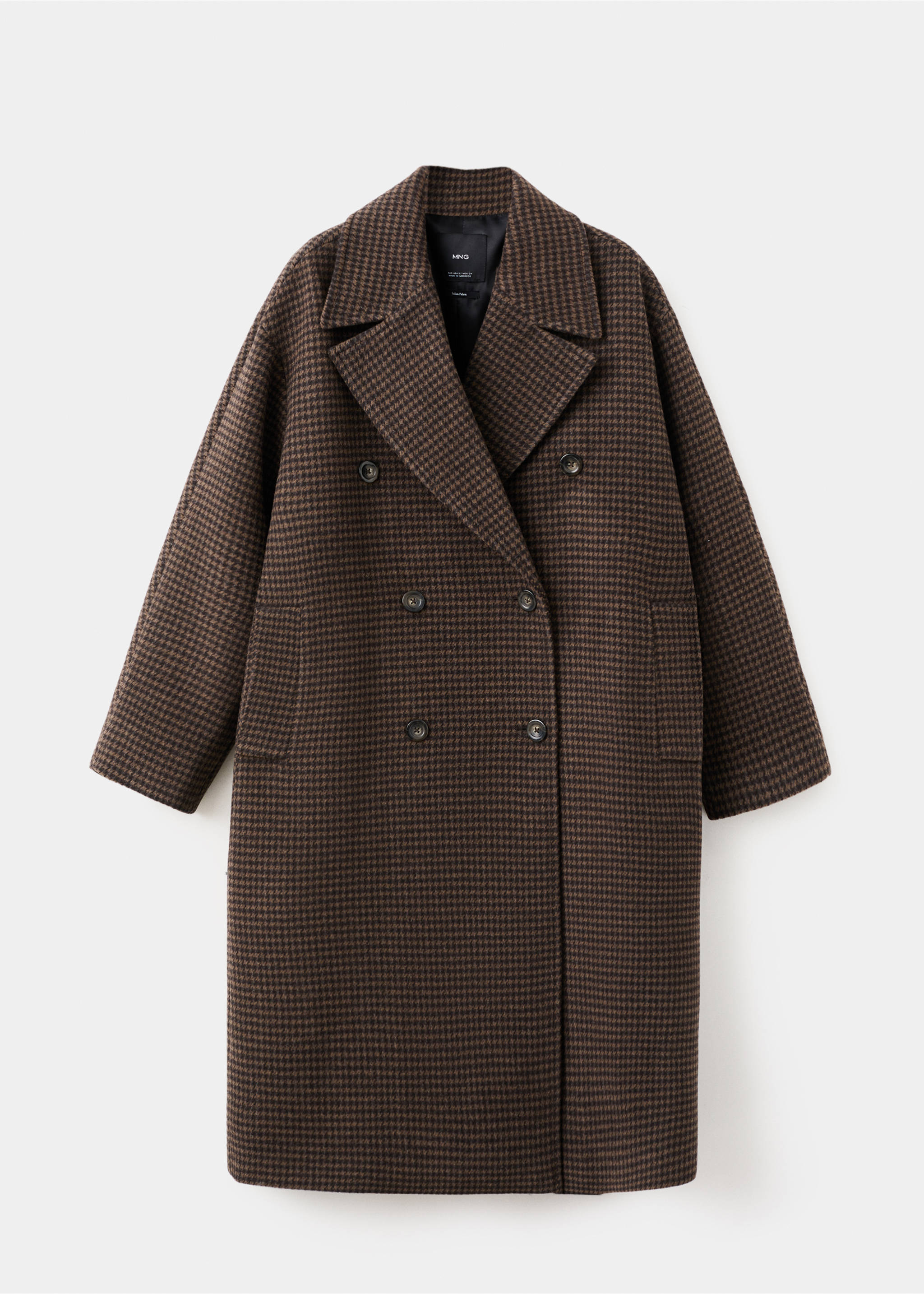 Wool-blend micro-houndstooth coat - Article without model, Brown. Ref: 27071316-00.