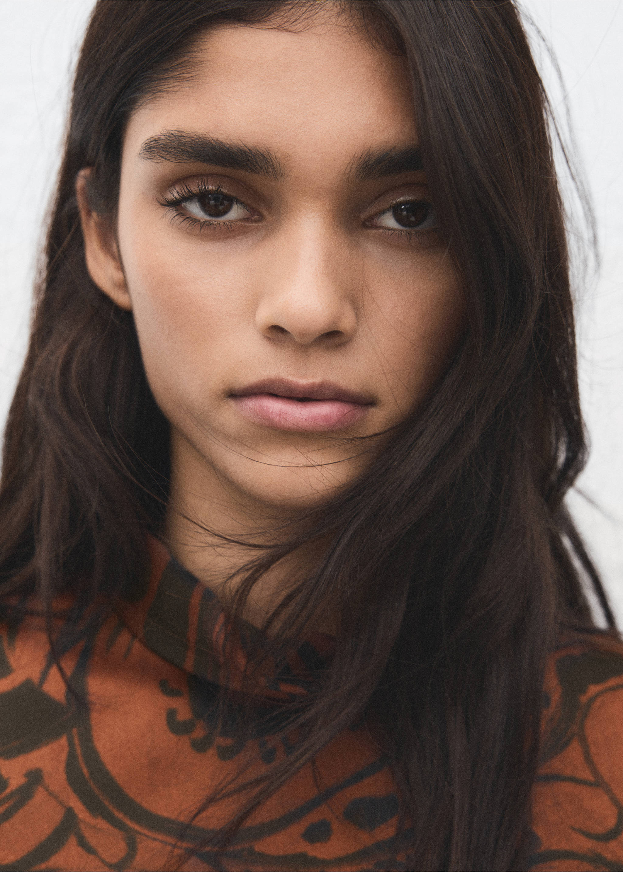 Robe satinée en imprimé cachemire - Détail de l'article 1, Orange brûlé. Ref: 27071319-00.