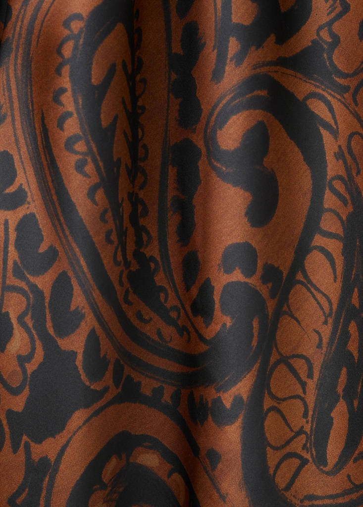 Paisley-print satin dress — Burnt Orange