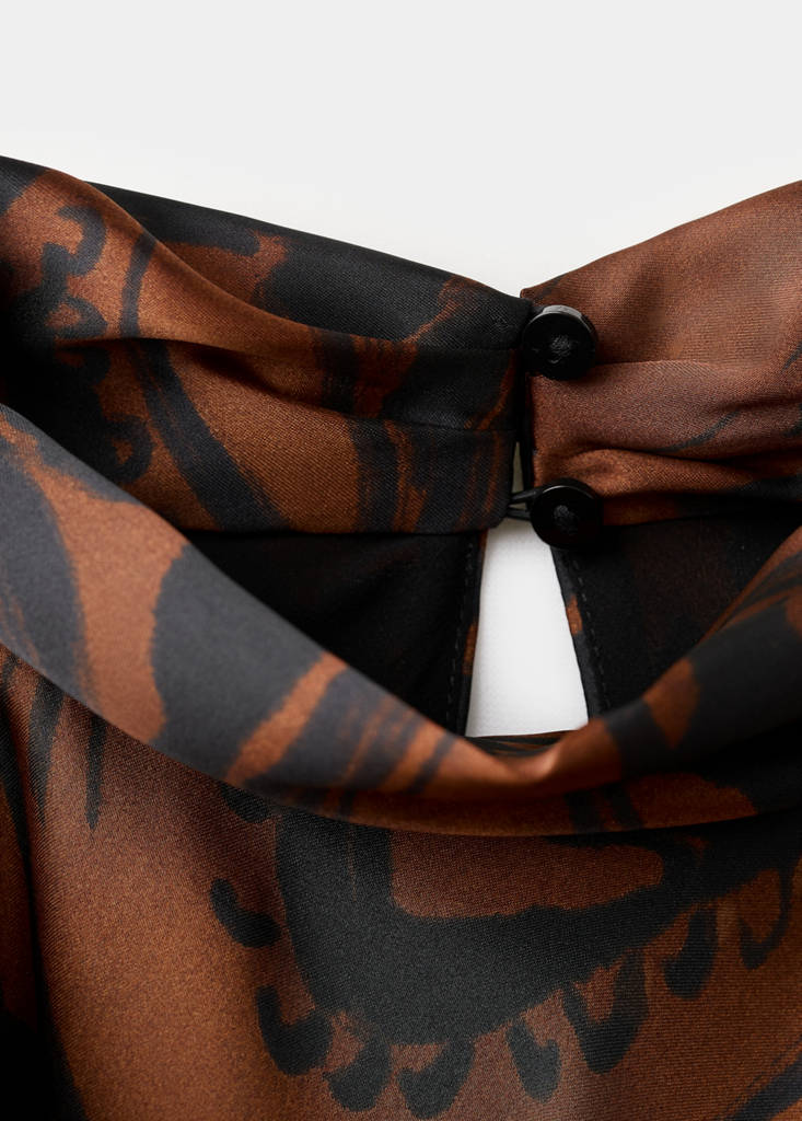Paisley-print satin dress — Burnt Orange