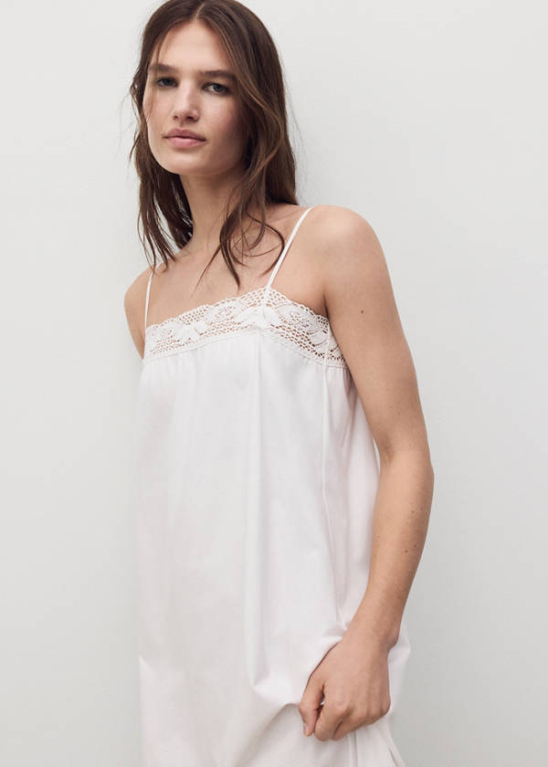 Cotton lace nightgown — White