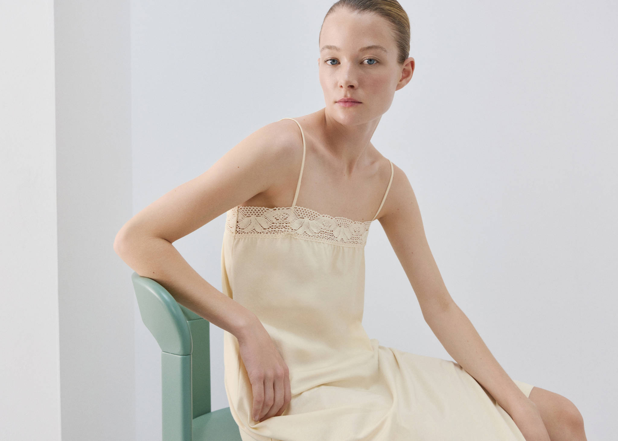 Cotton lace nightgown - Panoramic plane