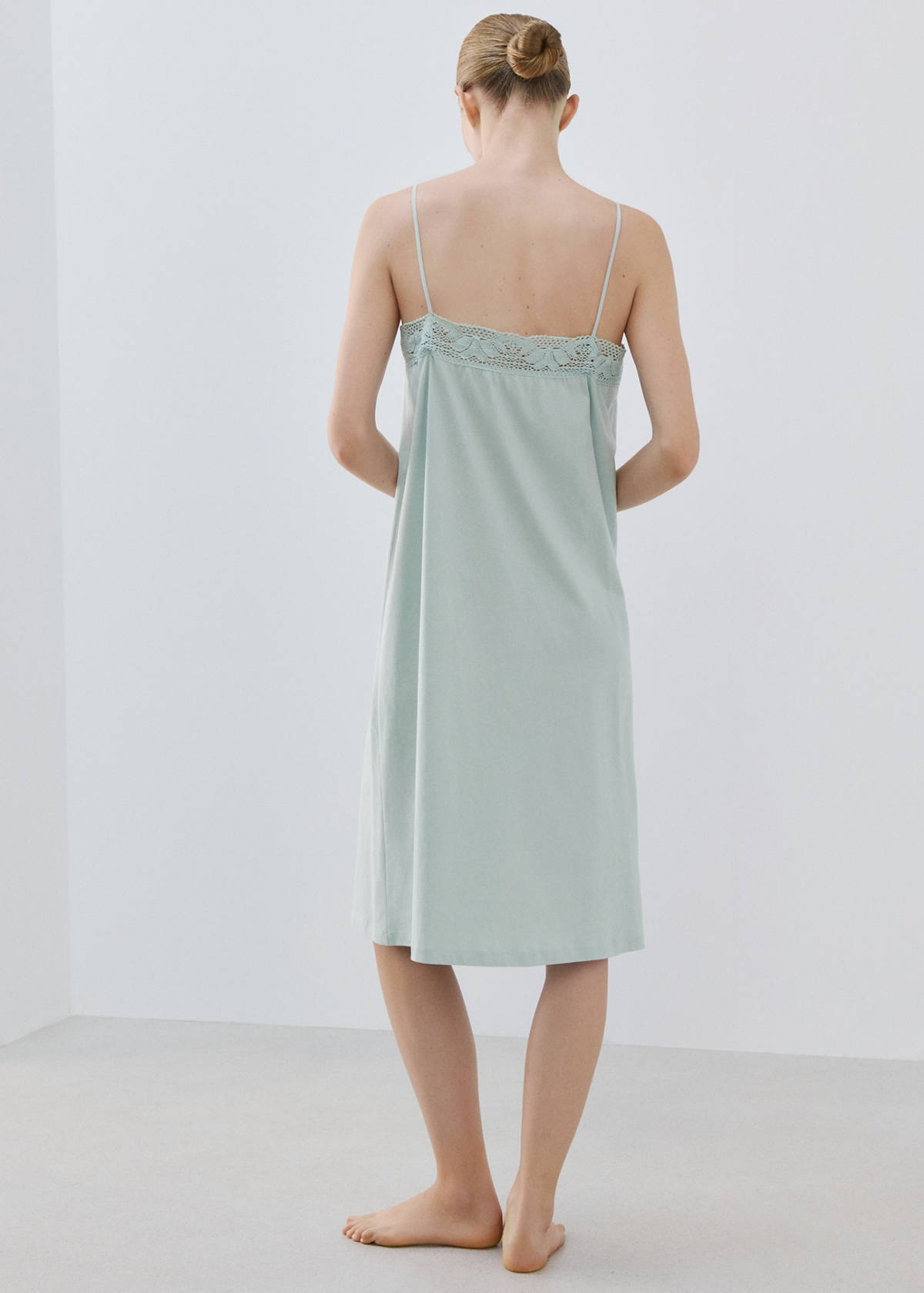 Cotton lace nightgown — Mint Green