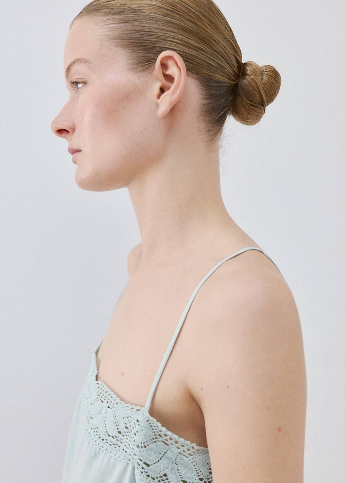 Cotton lace nightgown — Mint Green