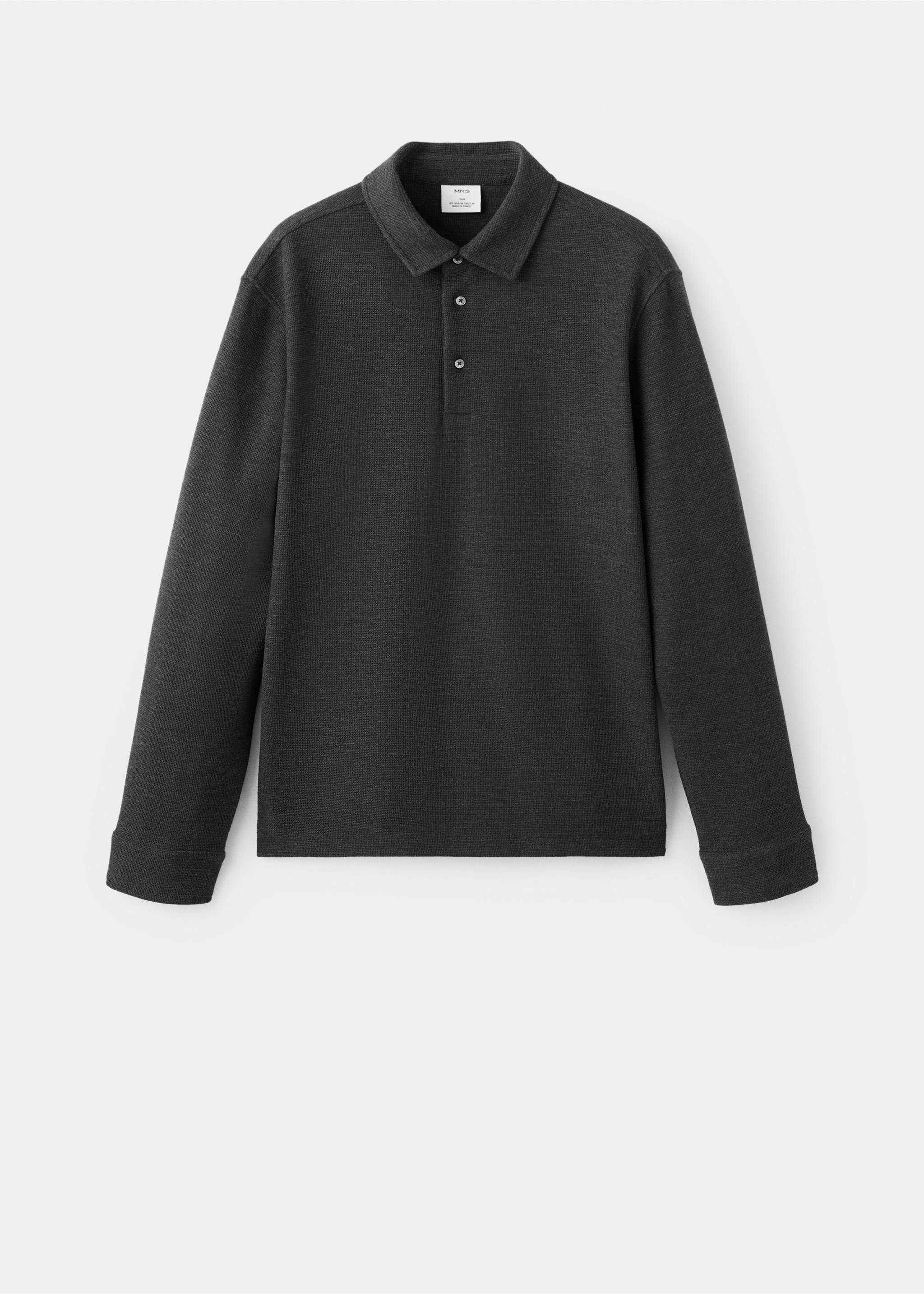 Knitted structured polo sweater - Article without model, Dark Heather Grey. Ref: 27071324-00.