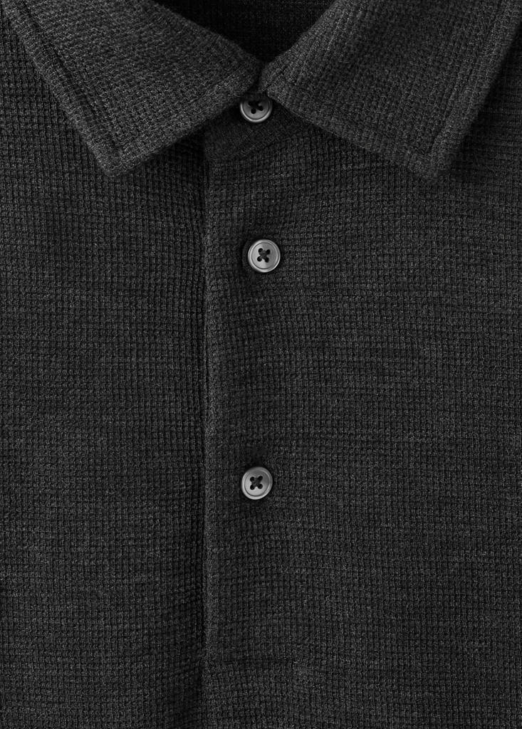 Knitted structured polo sweater — Dark Heather Grey