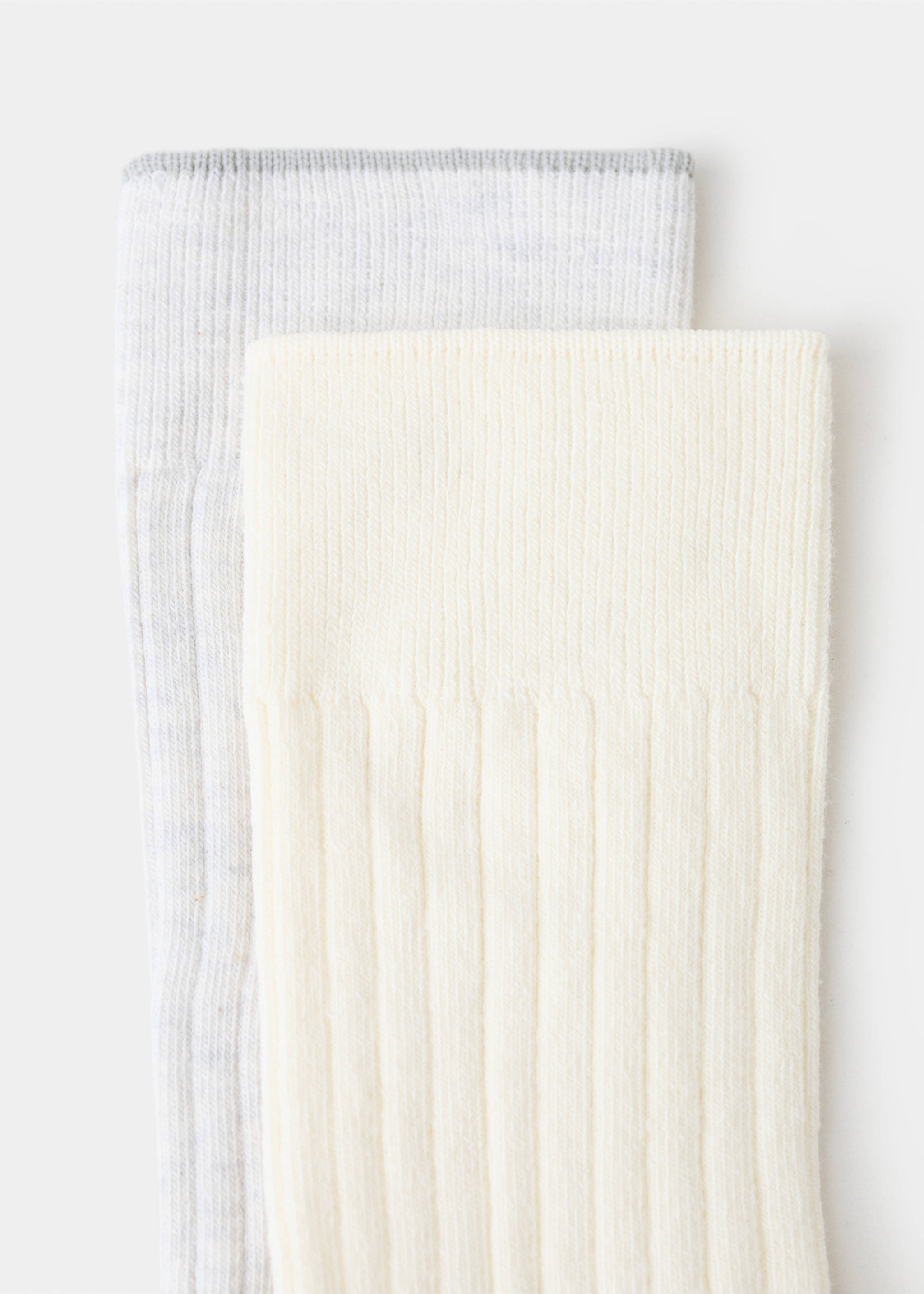 Pack of 2 ribbed cotton socks - Reverse of the article, Ecru. Ref: 27071326-00.