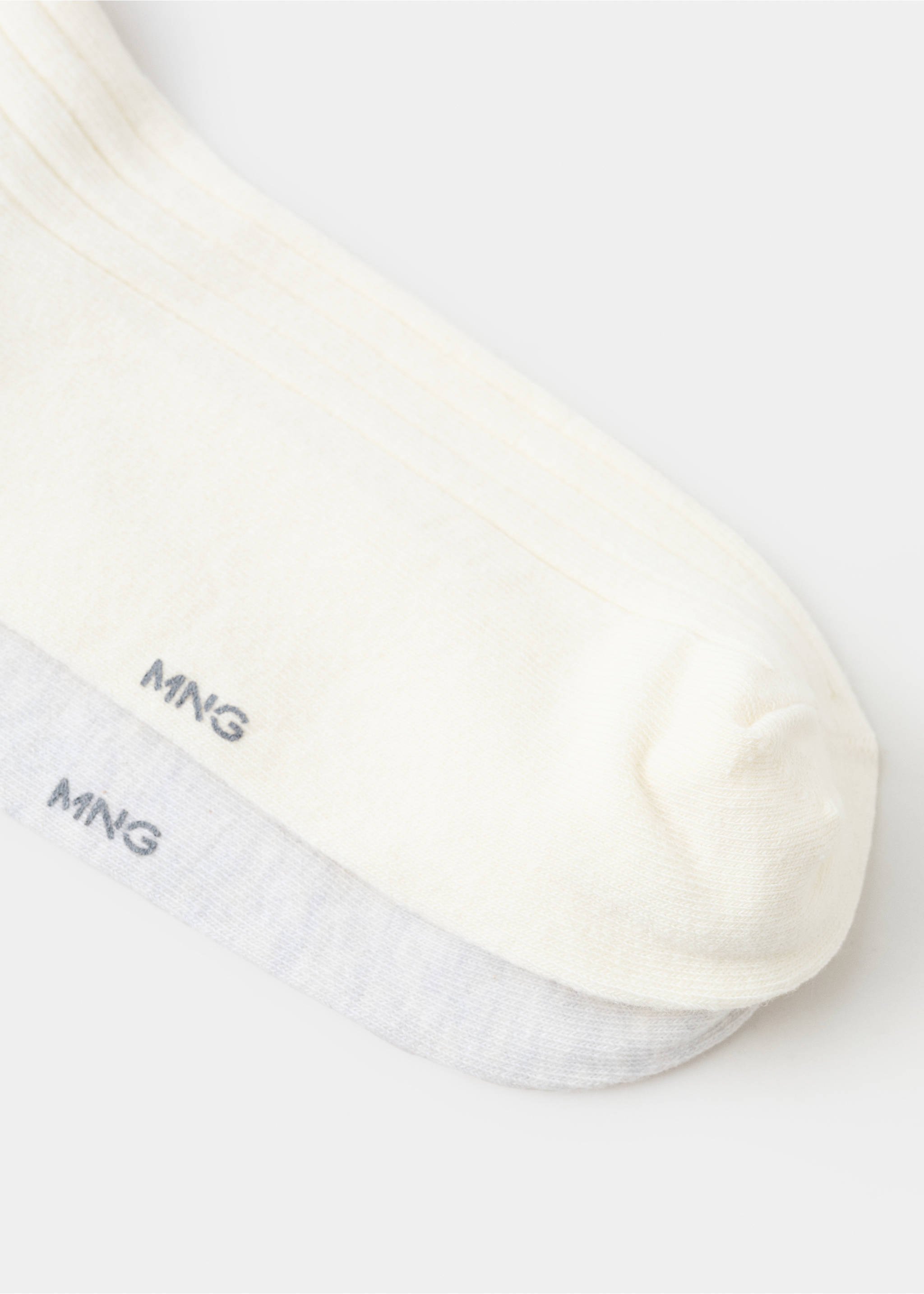 Pack of 2 ribbed cotton socks - Details of the article 8, Ecru. Ref: 27071326-00.