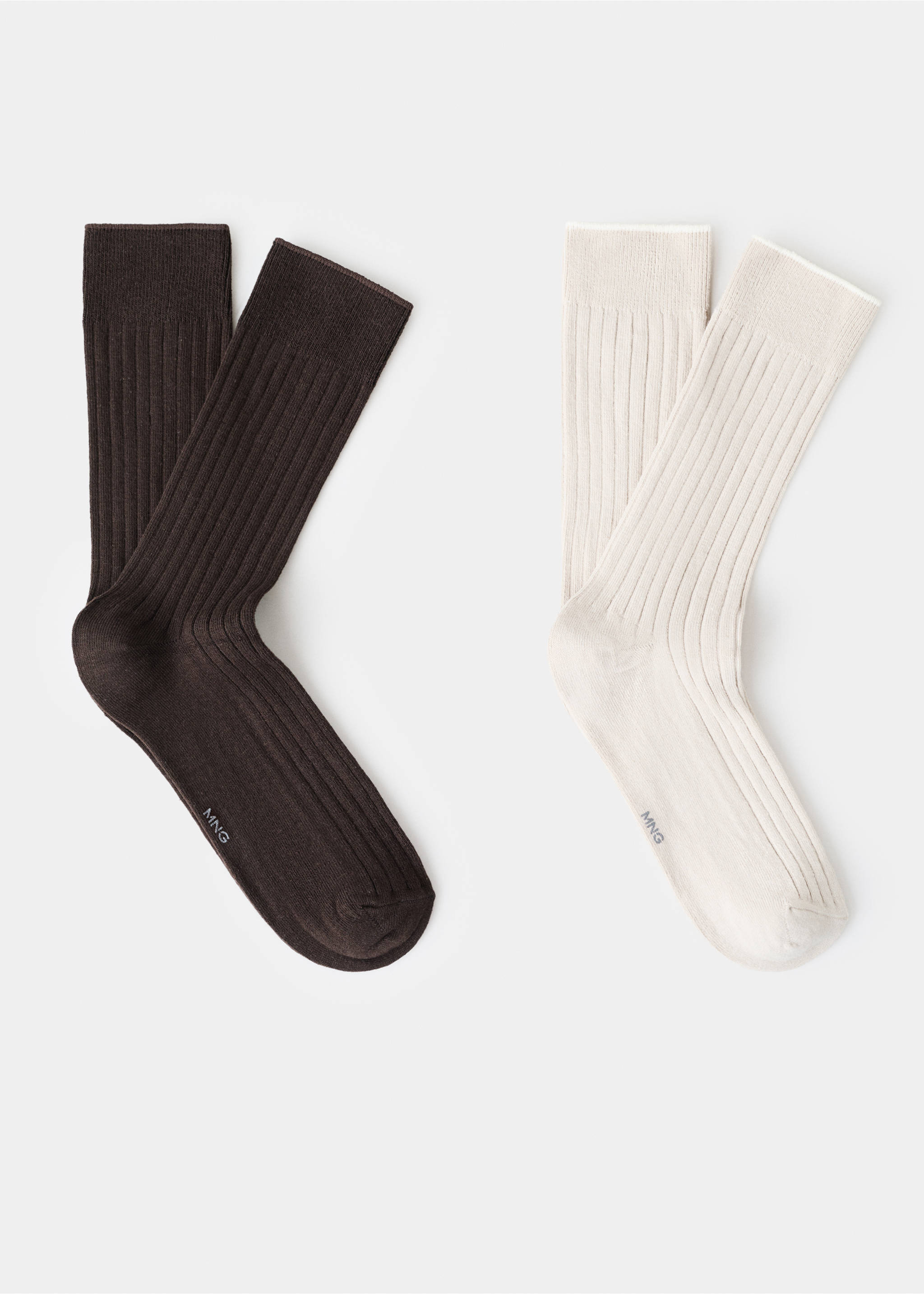 Pack of 2 ribbed cotton socks - Article without model, Brown. Ref: 27071326-00.
