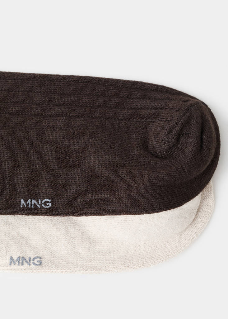 Pack of 2 ribbed cotton socks — Brown
