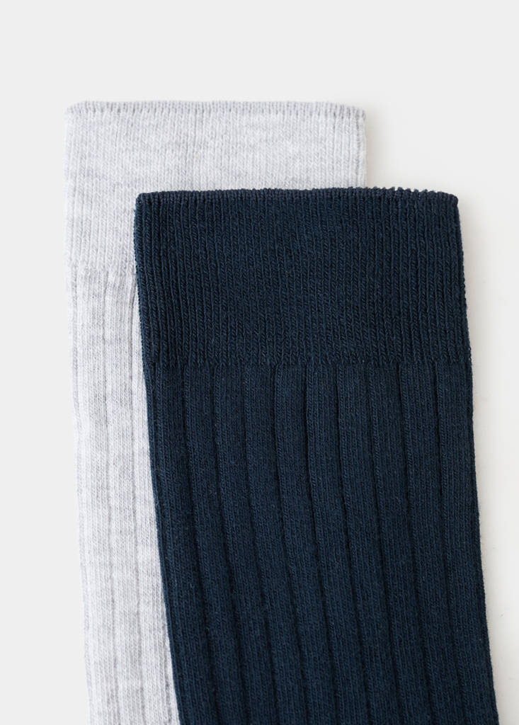 Pack of 2 ribbed cotton socks — Grey