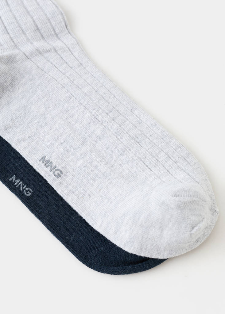 Pack of 2 ribbed cotton socks — Grey