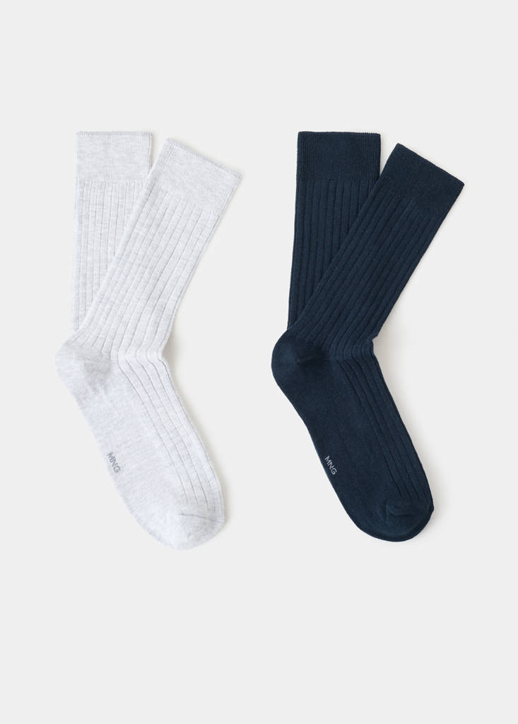 Pack of 2 ribbed cotton socks — Grey