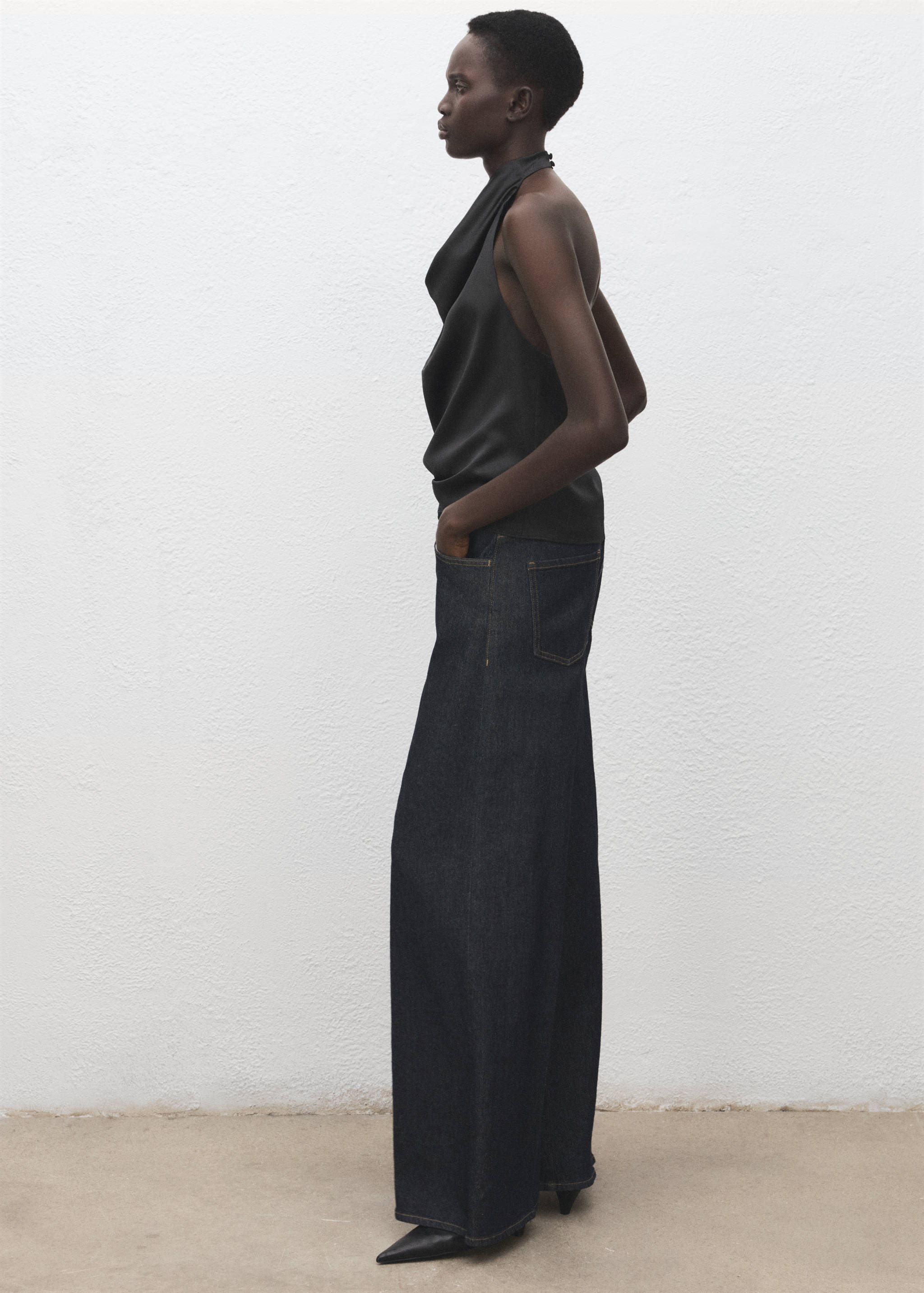 Draped neck satin top - Details of the article 2