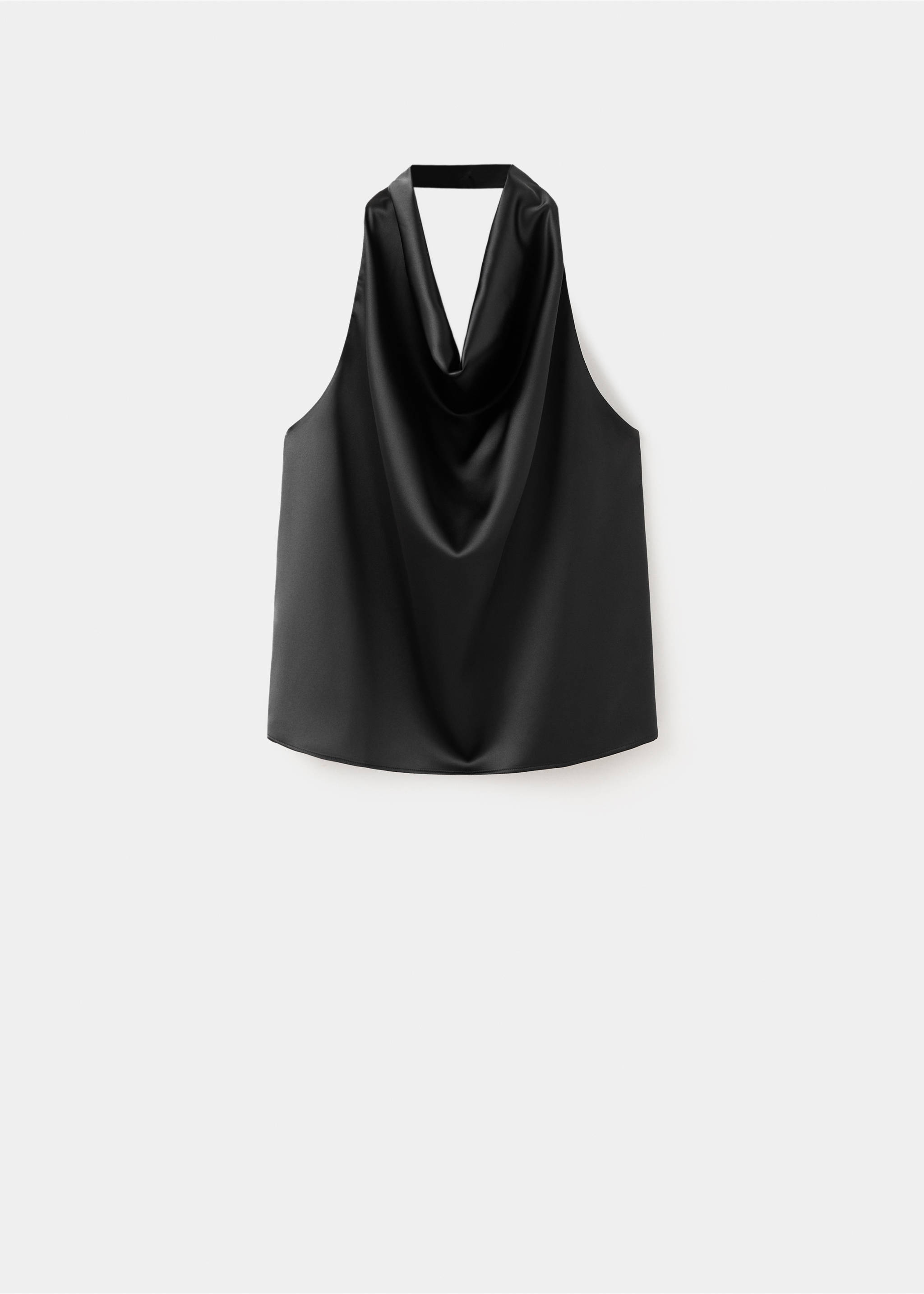 Draped neck satin top - Article without model, Black. Ref: 27071327-00.