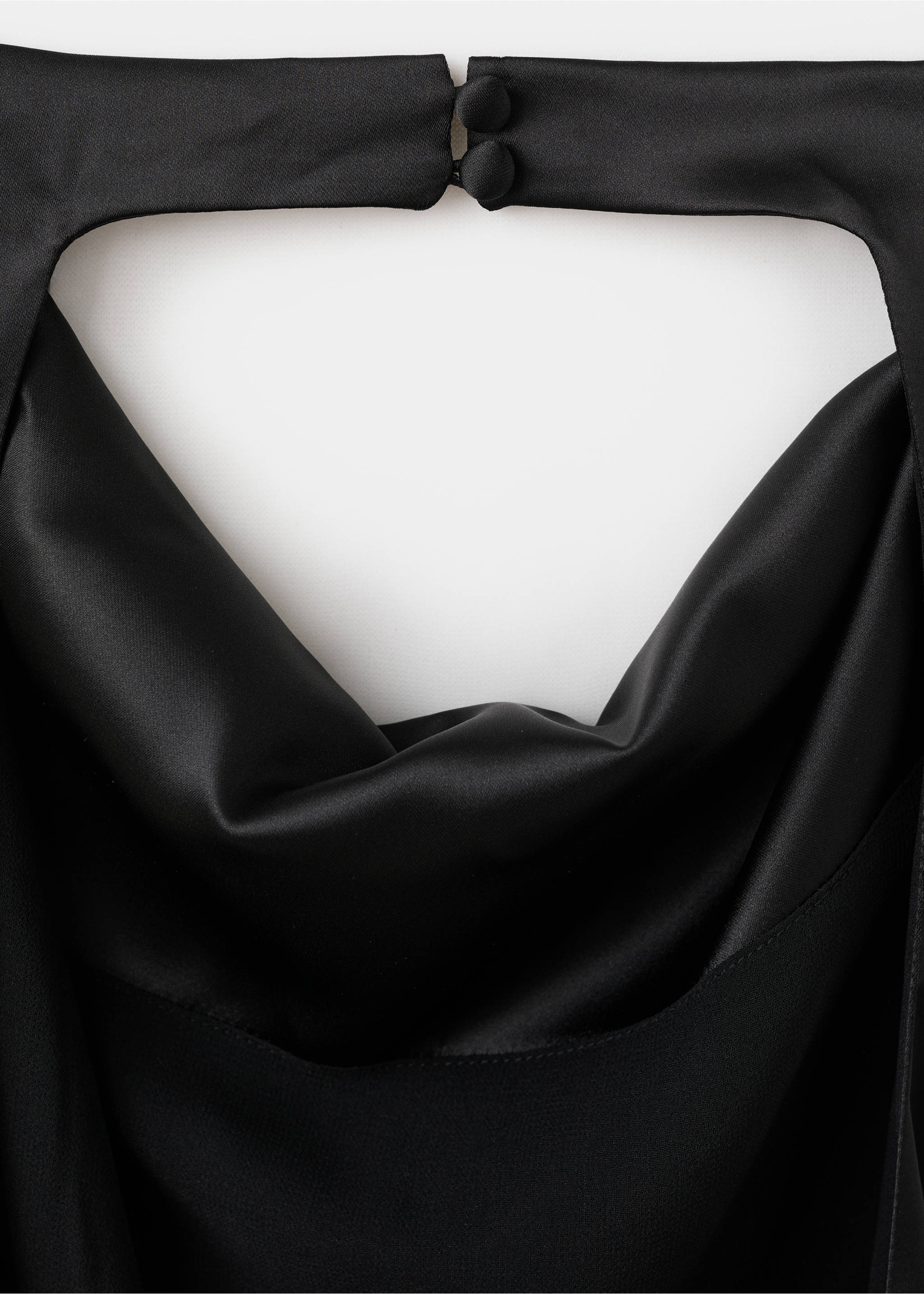 Draped neck satin top - Details of the article 0, Black. Ref: 27071327-00.