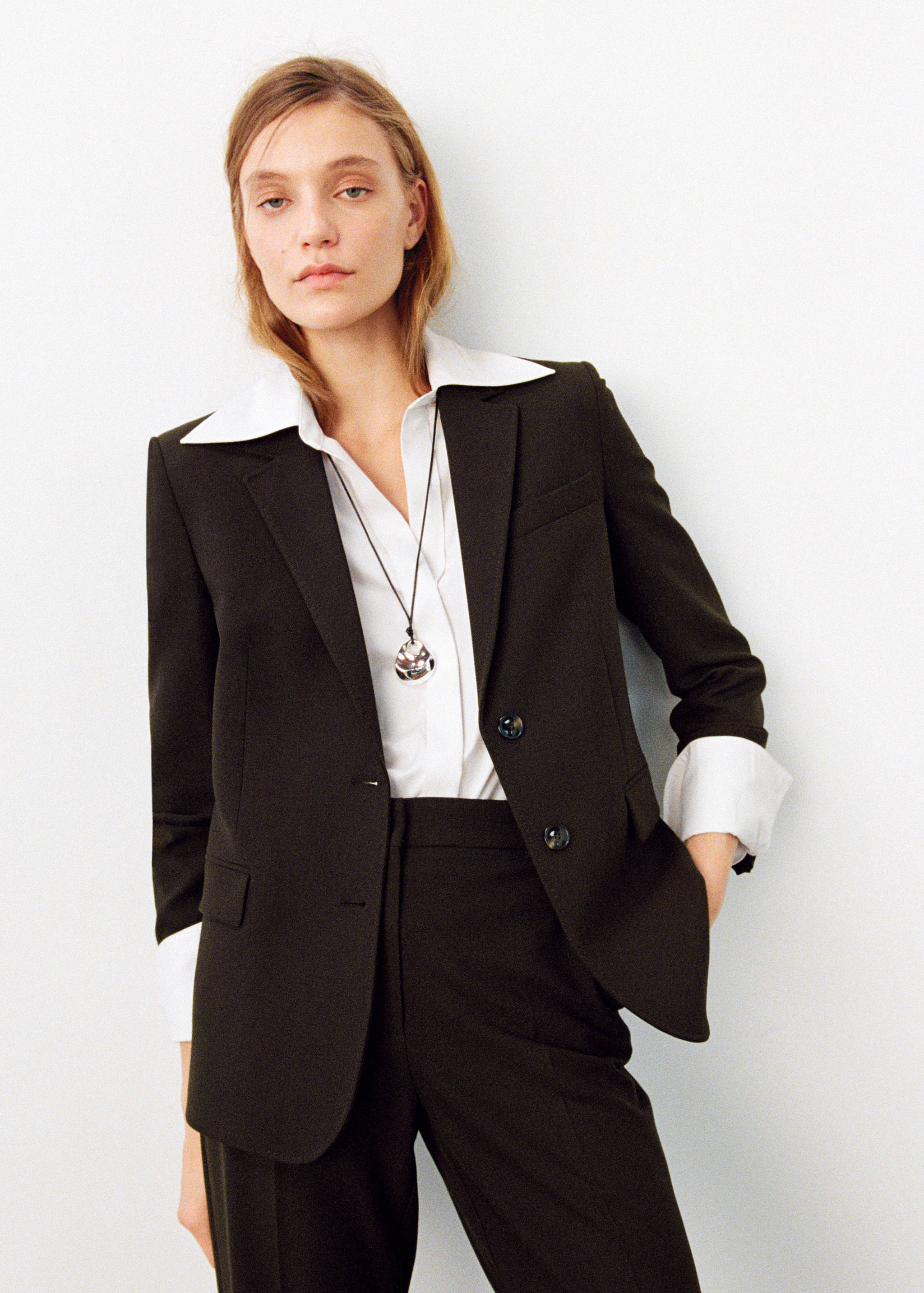 Düz kesim blazer ceket - Orta plan