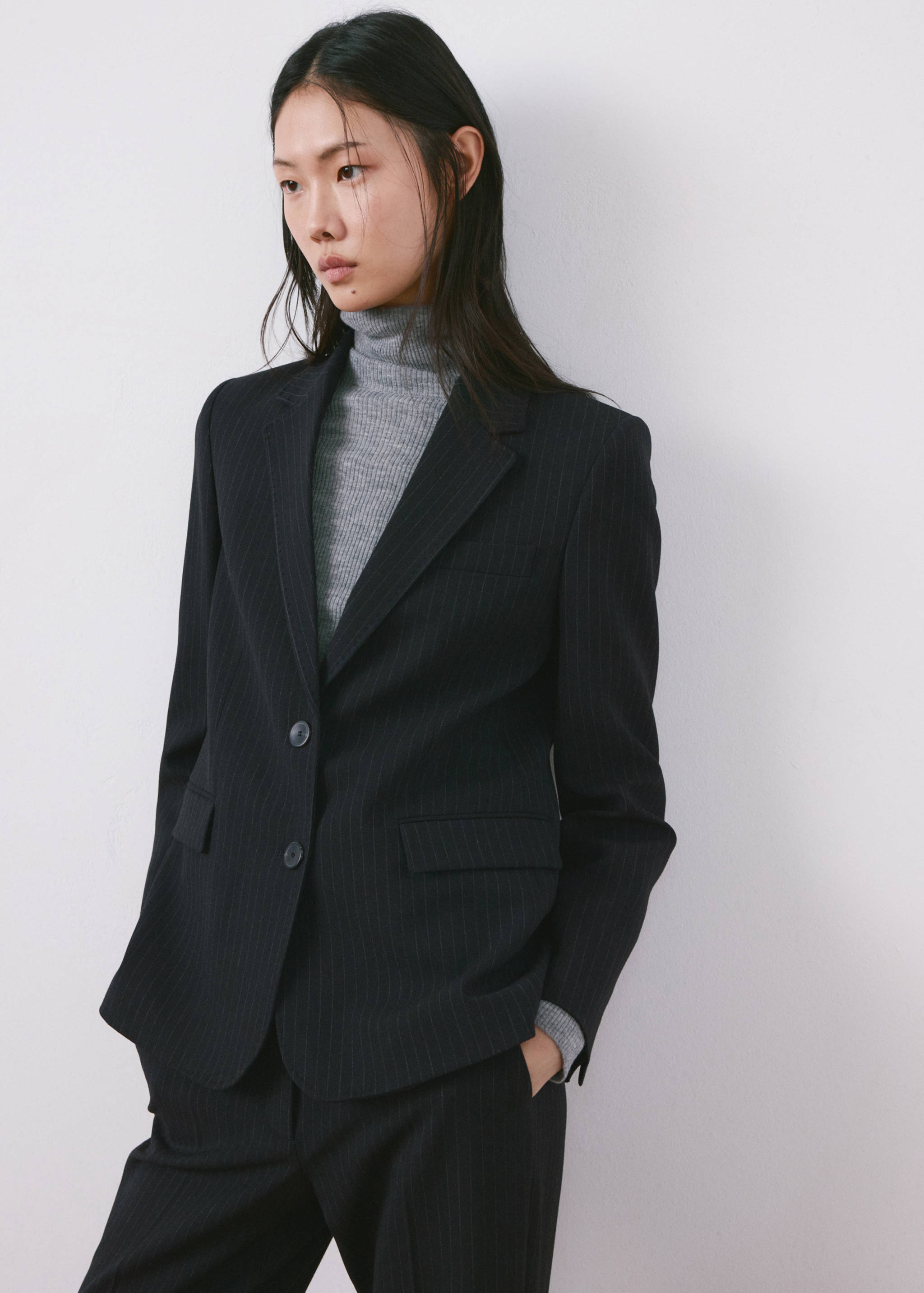 Straight-fit suit blazer - Medium plane