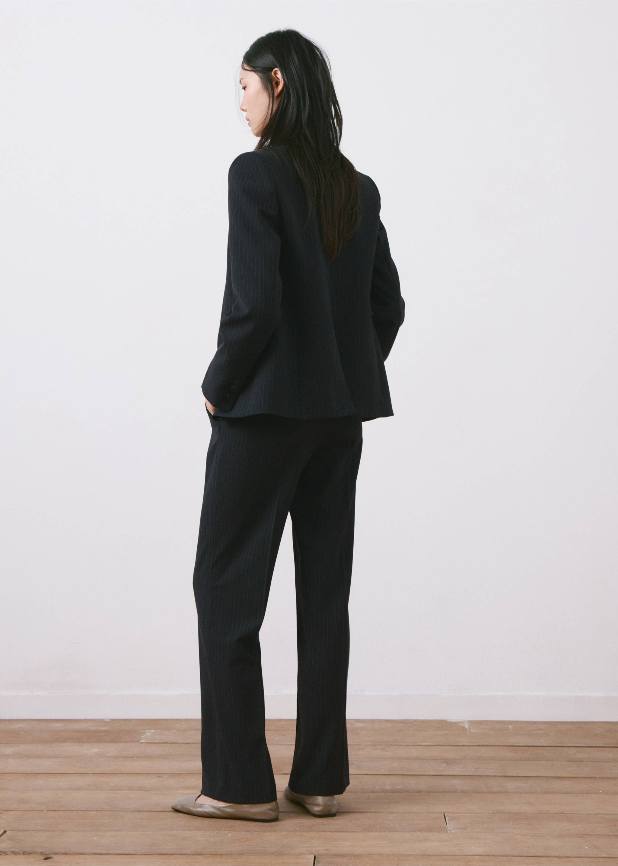 Straight-fit suit blazer - Reverse of the article, Dark Navy. Ref: 27071328-00.