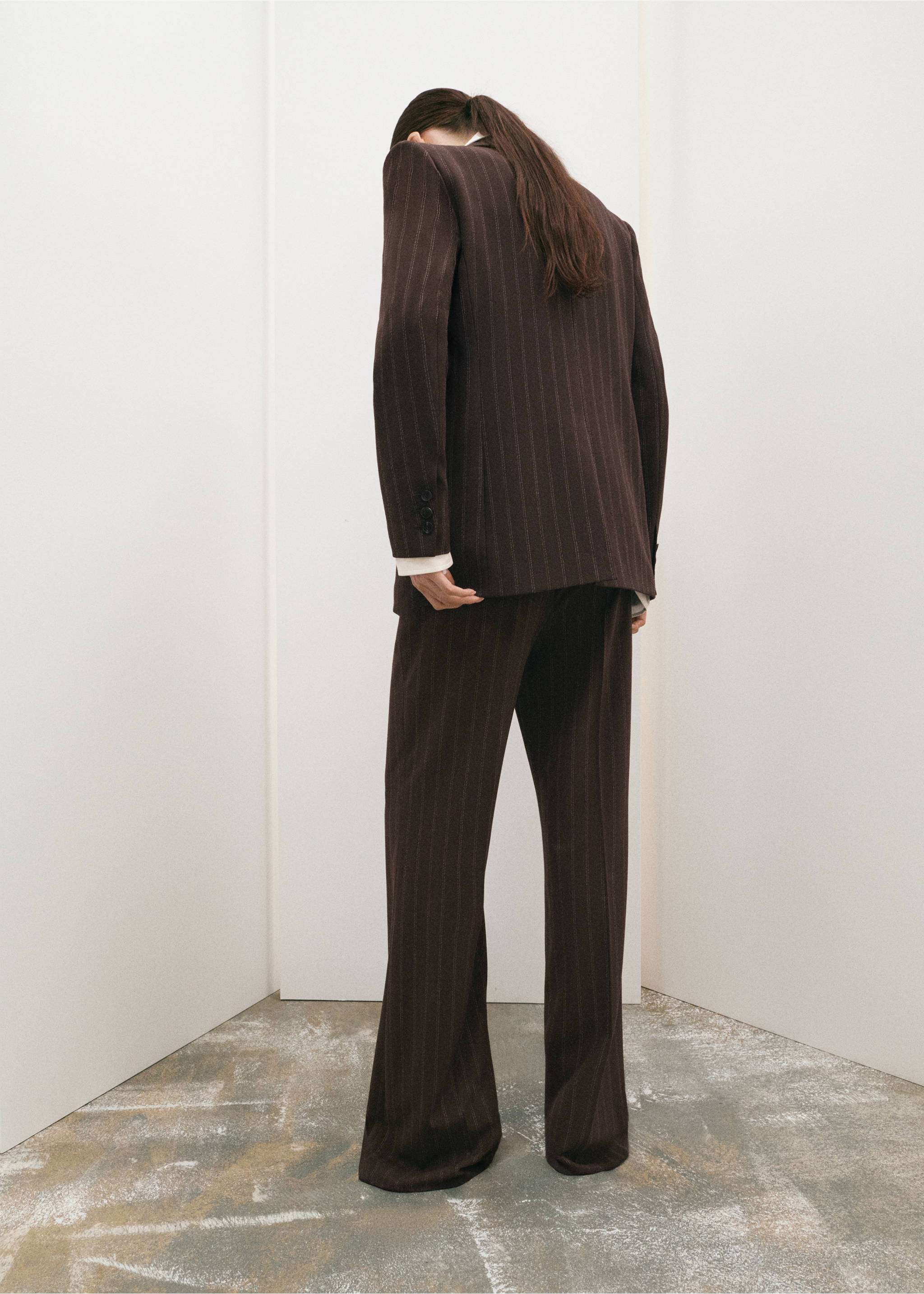 Pantalón traje raya diplomática - Reverso del artículo, Marrón. Ref: 27071338-00.