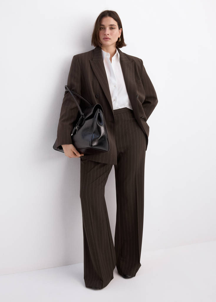Pinstripe suit trousers — Brown