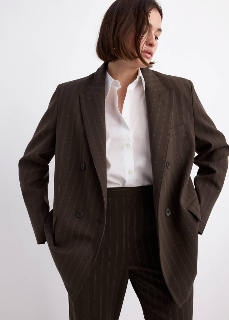 Pinstripe suit trousers — Brown