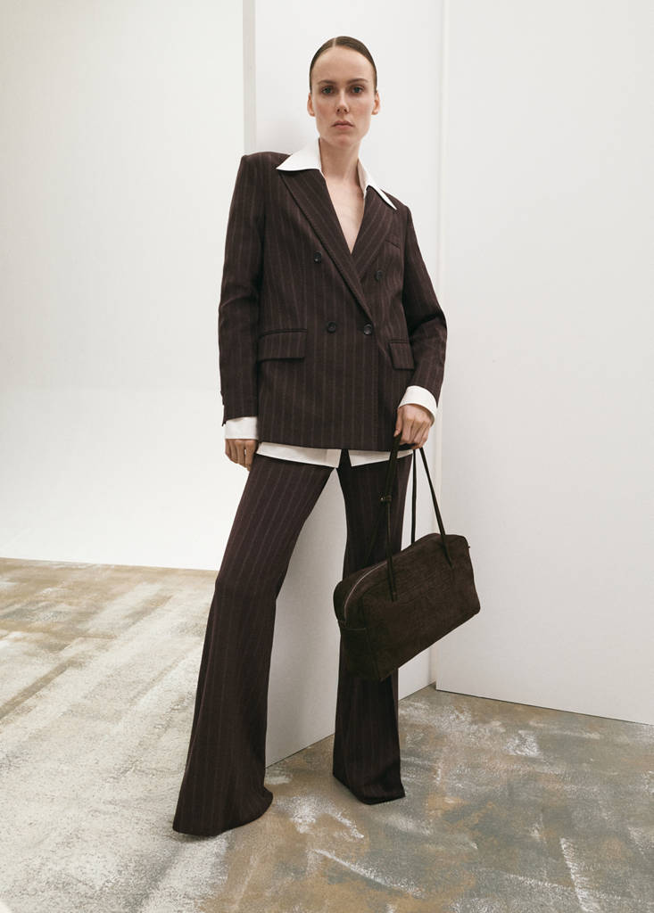 Pinstripe suit trousers — Brown