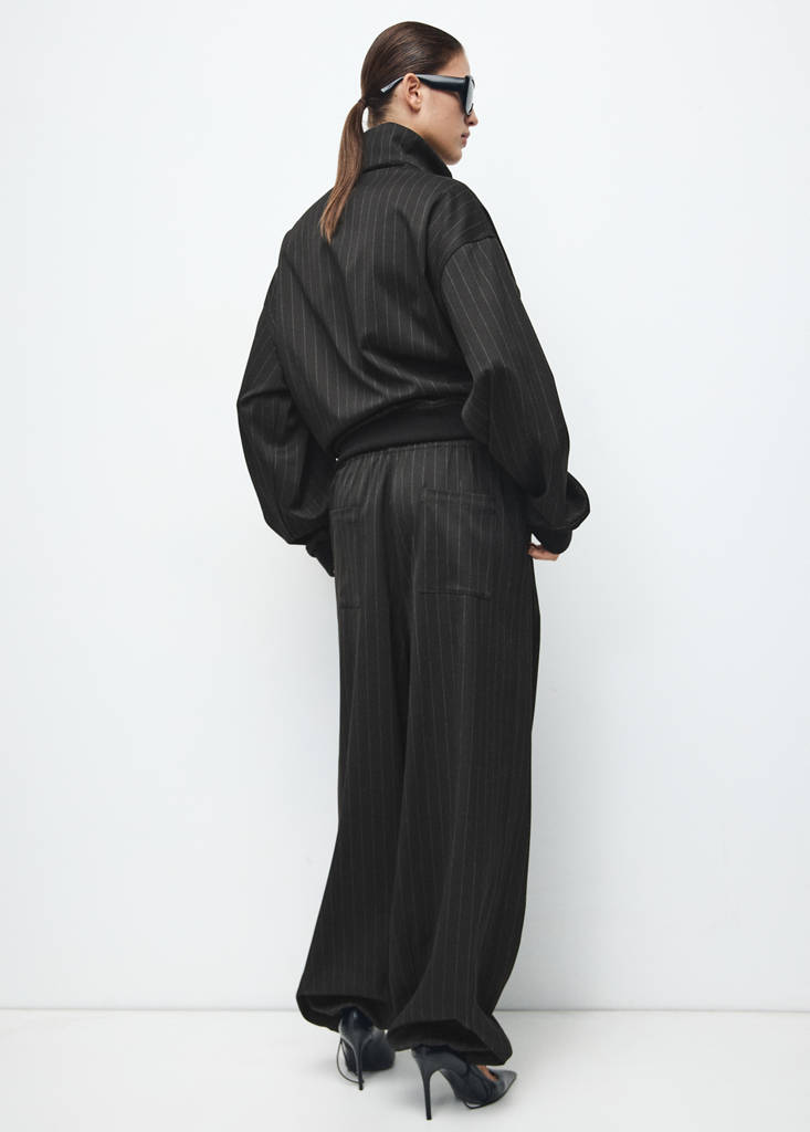 Pinstripe bomber jacket — Black