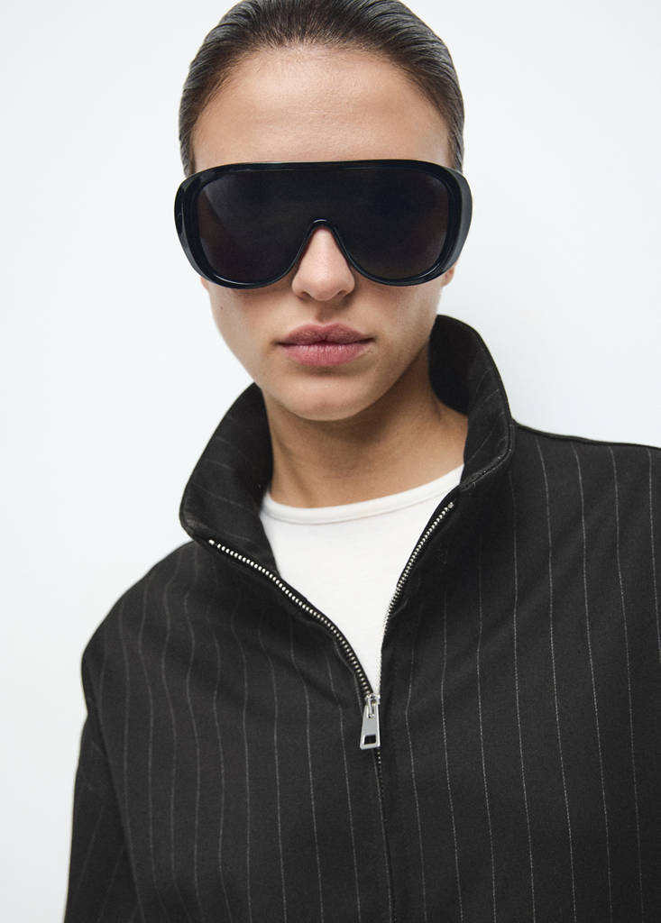 Pinstripe bomber jacket — Black