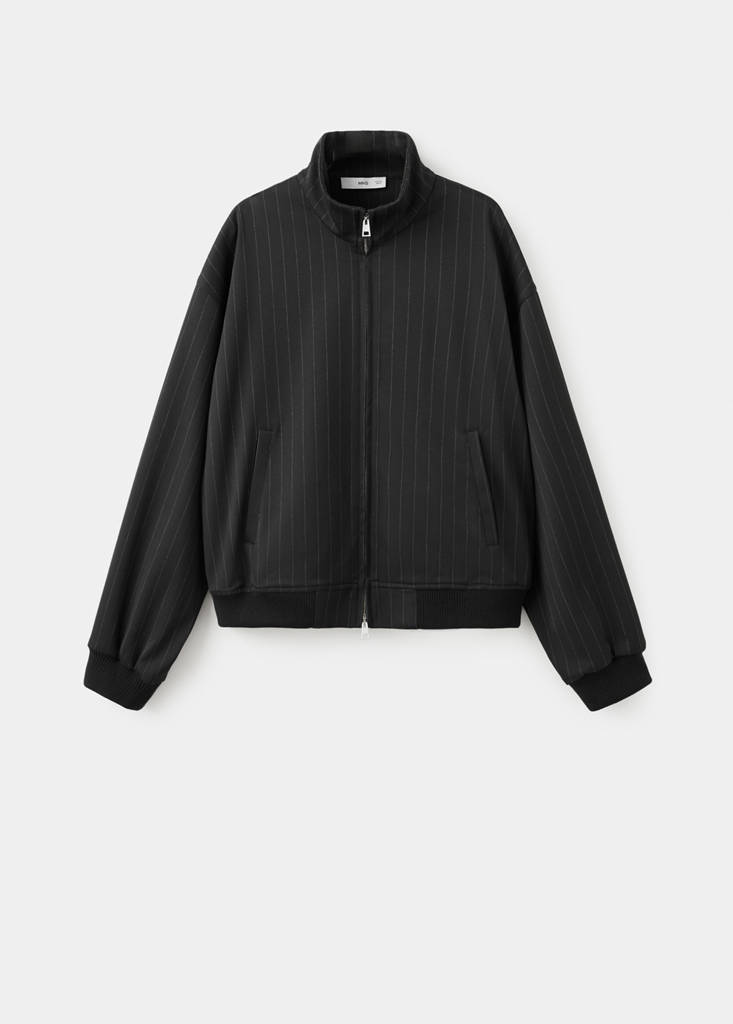 Pinstripe bomber jacket — Black