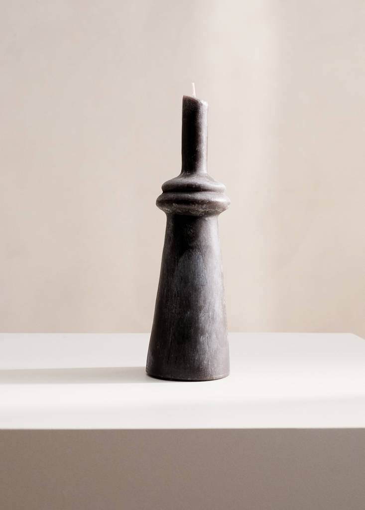 Tall tower decorative candle — Charcoal