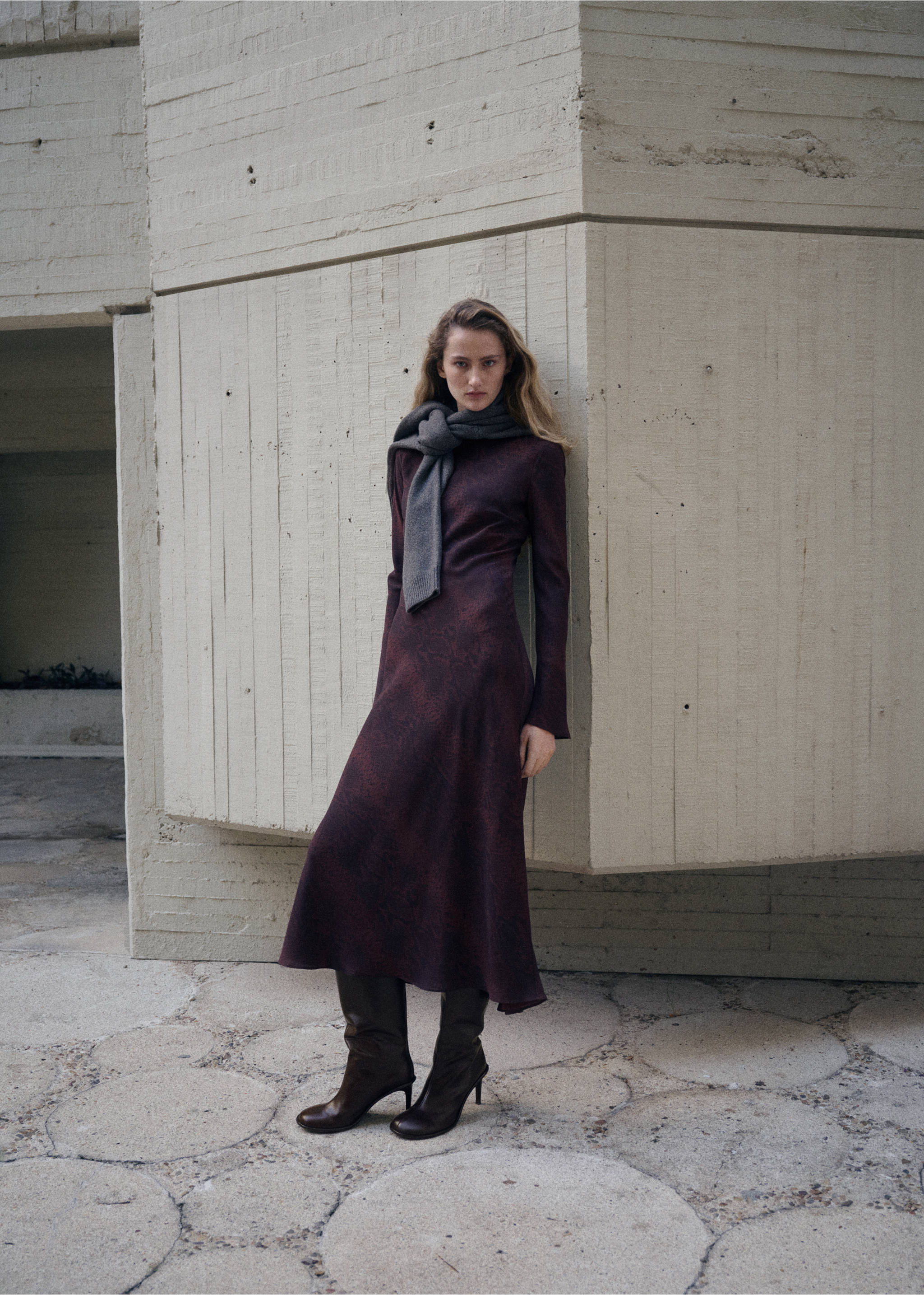 A-line animal-print dress - General plane, Burgundy. Ref: 27071343-00.