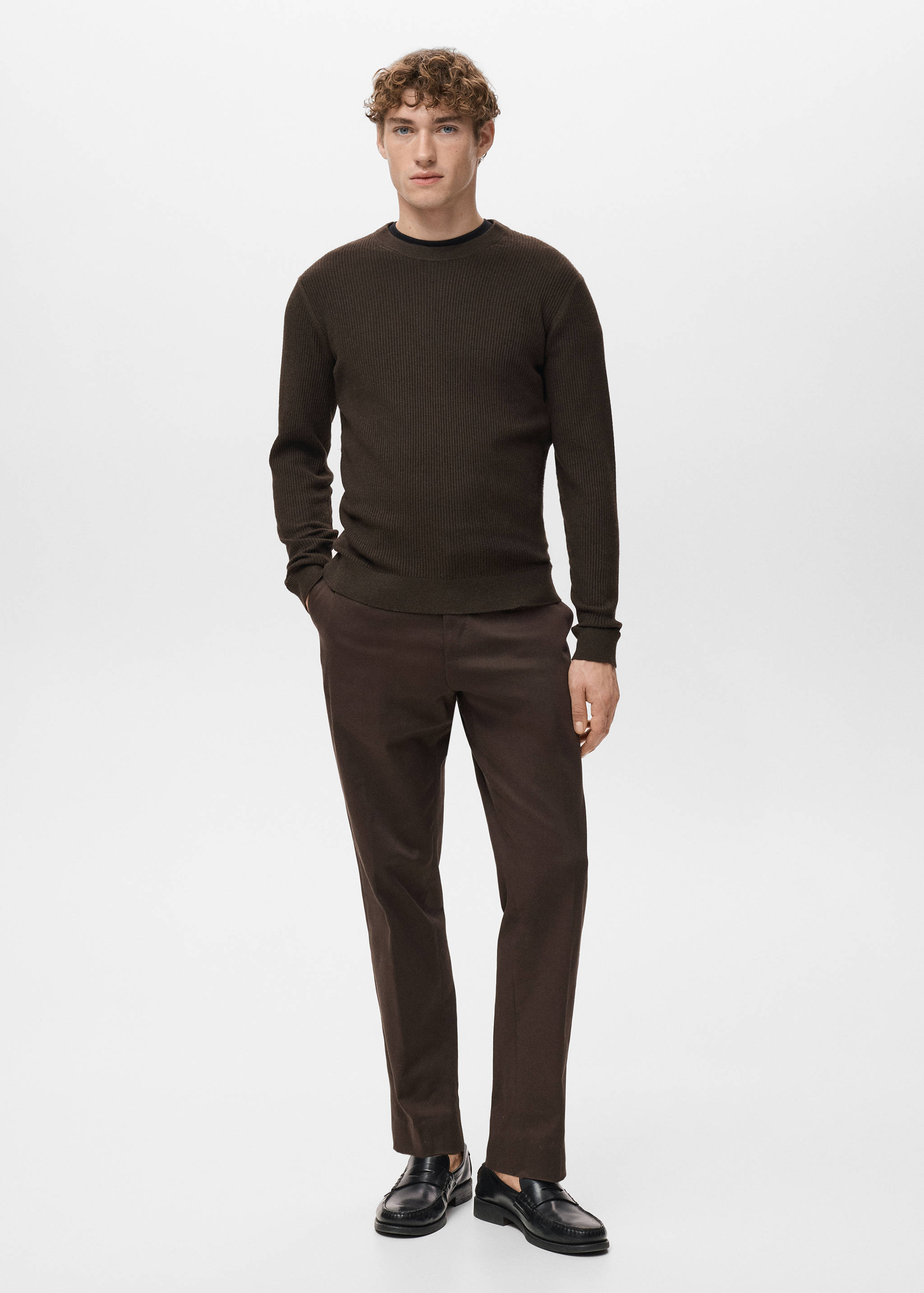 Fine rib-knit cotton sweater - General plane