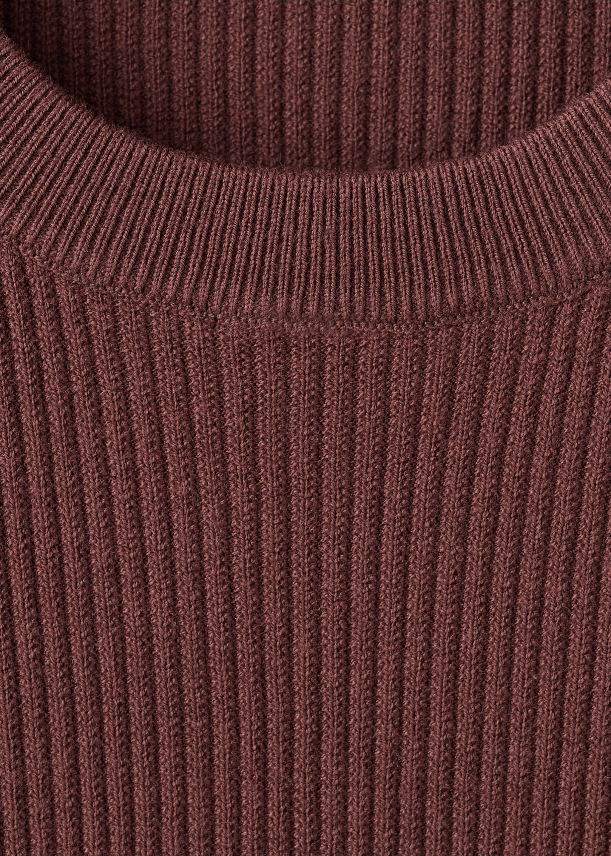 Fine rib-knit cotton sweater - Details of the article 8, Burgundy. Ref: 27071348-00.